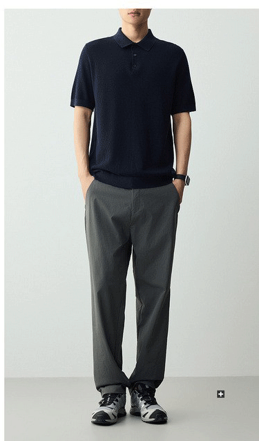 Áo polo nam tay ngắn chất liệu cotton pha tơ tằm phong cách cổ điển — đen chi tiết 17