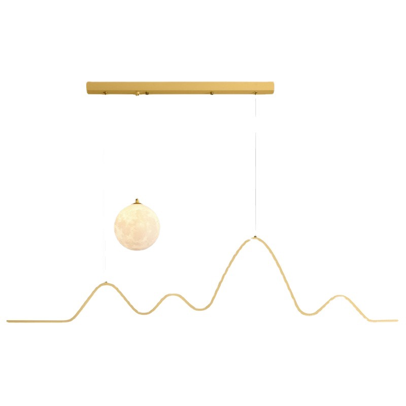 Candelabro de restaurante, mesa de comedor de lujo ligero, barra de bar, lámpara, luz de luna moderna y simple, luz de comedor de tira larga minimalista