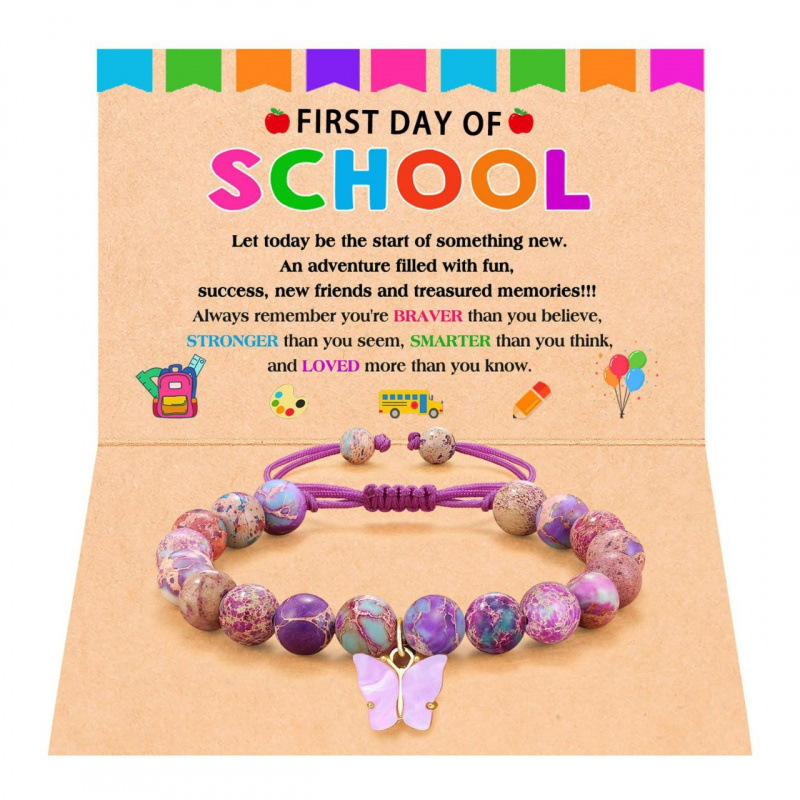 Back-To-School Season Emperor Stone Bracelet Acrylic Butterfly Braided Adjustable Bracelet Women's Butterfly Purple Emperor Bracelet