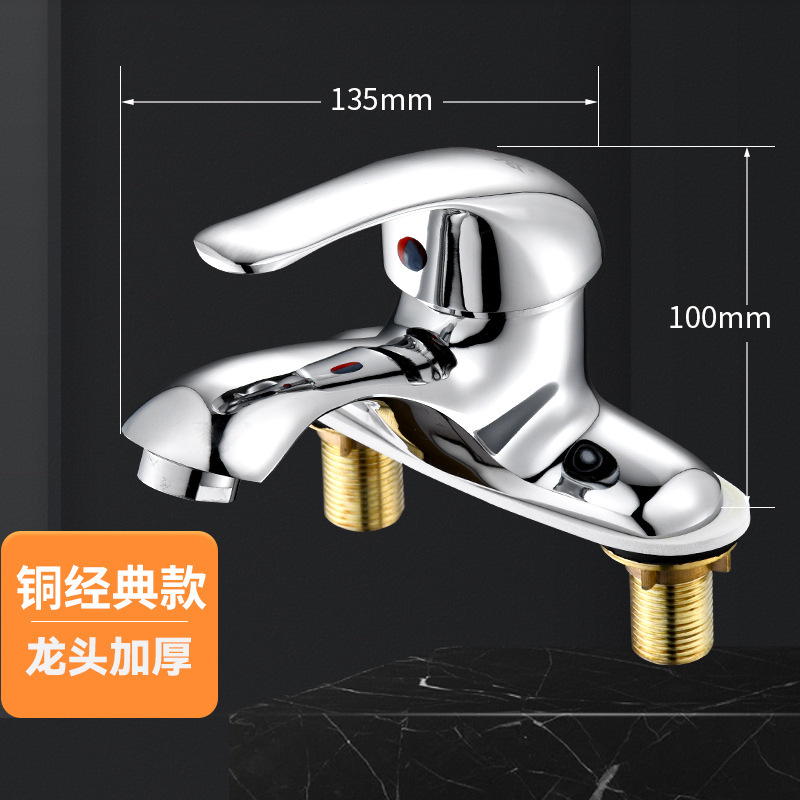 Todo cobre agua caliente y fría doble uso doble orificio lavabo grifos giratorios antiguo lavabo lavabo lavabo
