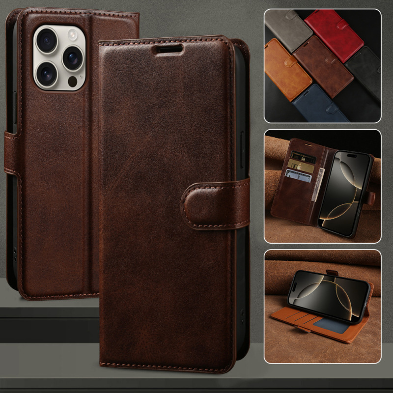 Suitable for iPhone 16 Pro Wallet-Style Flip-Cover Pu Leather Phone Case Book-Style Protective Cover Suitable for iPhone 16 Pro Wallet-Style Flip-Cover Pu Leather Phone Case Book-Style Protective Cover