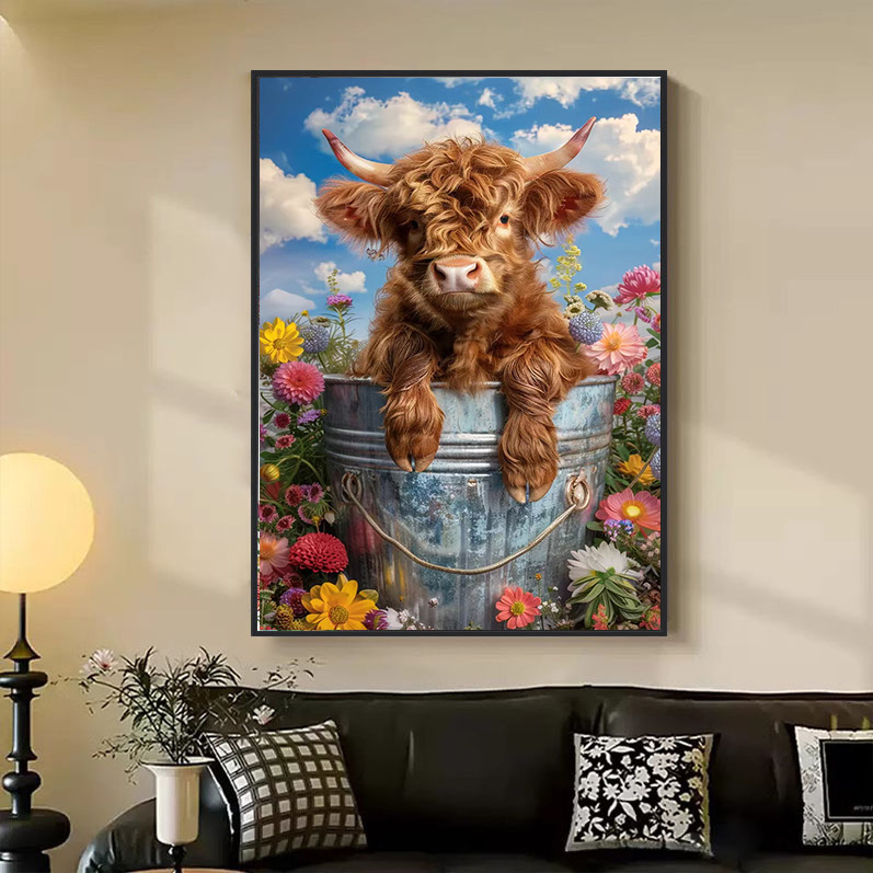 Paisaje transfronterizo de flores de ensueño llenas de diamantes DIY pintadas a mano Magic cuadrado conjunto de pegatinas de diamantes