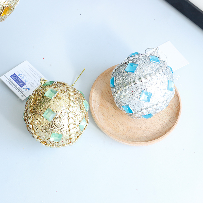 Comercio exterior spot decoraciones de Navidad diamantes dorados bolas de Navidad colgantes de 8cm fiestas colgantes de bodas