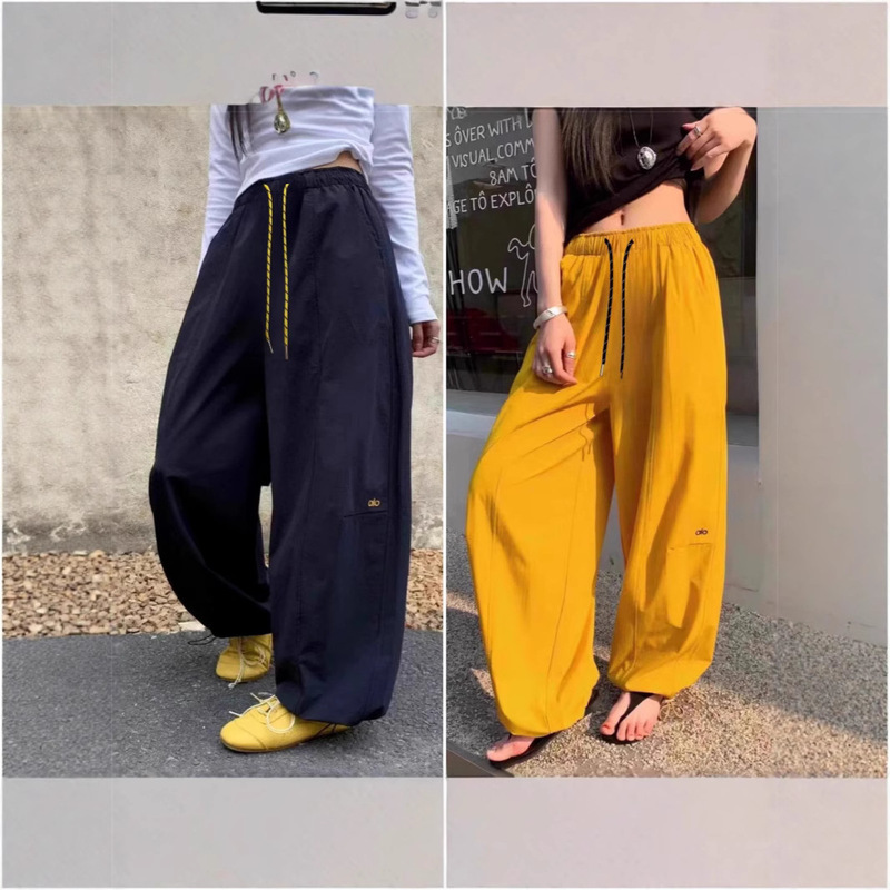 2025 Summer Alo Embroidered Gods Pants Thin Loose Straight Sports Pants Wide Leg Pants Quick-drying Machete Casual Pants 2025 Summer Alo Embroidered Gods Pants Thin Loose Straight Sports Pants Wide Leg Pants Quick-drying Machete Casual Pants