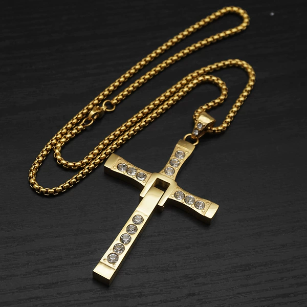 Golden large with 60cm square pearl chain