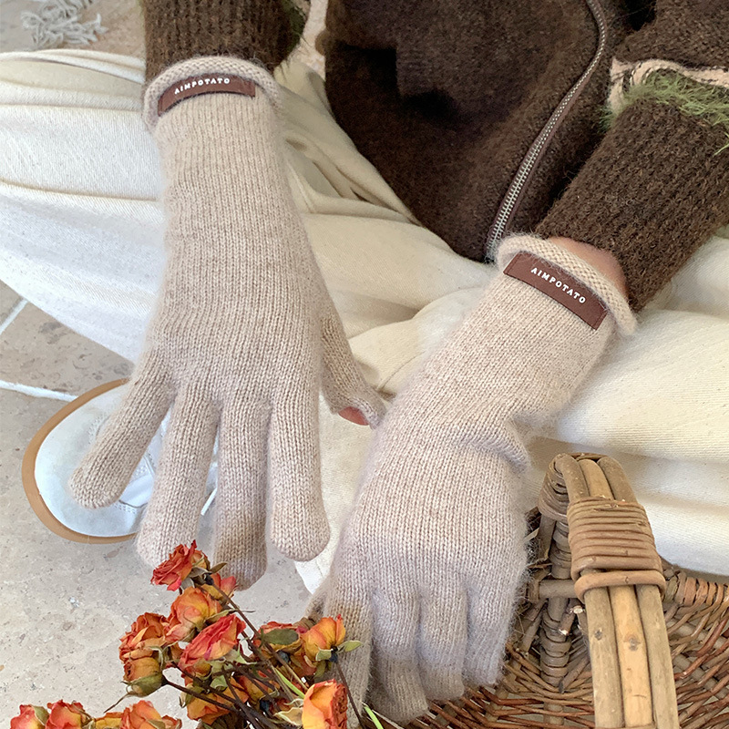 Damen Strickhandschuhe Für Den Herbst, Weiche Touchscreen Handschuhe_voghion.com