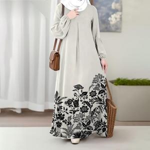 Bohemian Floral Maxi Dress – Lightweight Polyester-Spandex Long Sleeve Dress With Ethnic Print (S-5XL, Loose Fit For Casual)_voghion.com