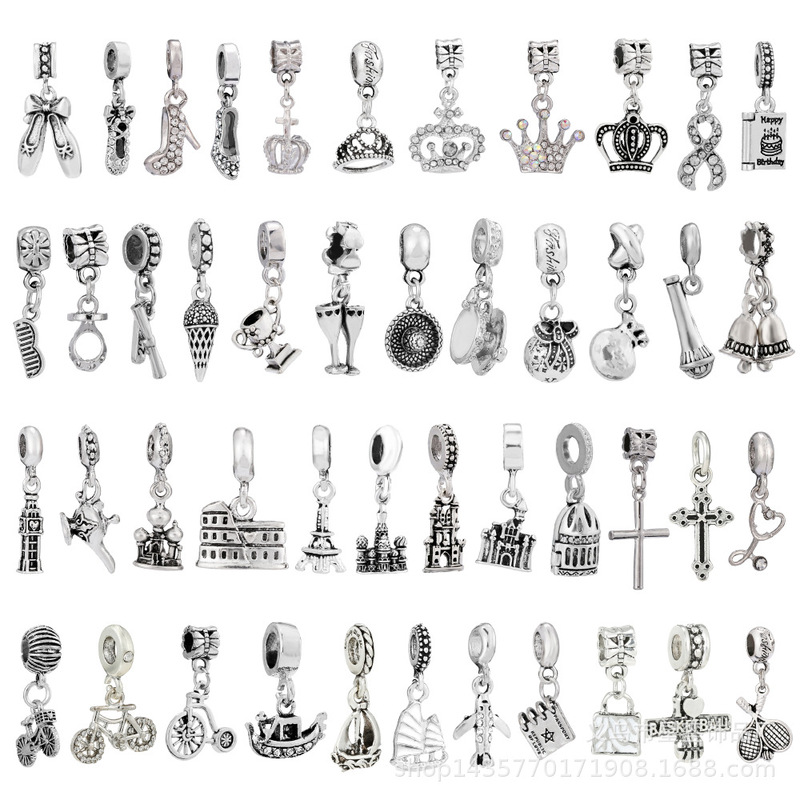 Silver alloy city charm ship sailing plane bicycle castle crown cross pendant bracelet accessories Silver alloy city charm ship sailing plane bicycle castle crown cross pendant bracelet accessories