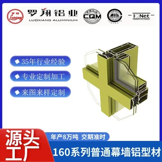 罗翔铝业160幕墙铝型材框架氧化铝材料开模定制玻璃幕墙型材工程