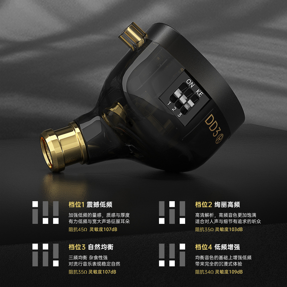 ND DD3 auriculares con cable en la oreja de tres engranajes de sonido ajustable tapones karaoke Monitor en vivo bobina móvil HIFI subwoofer