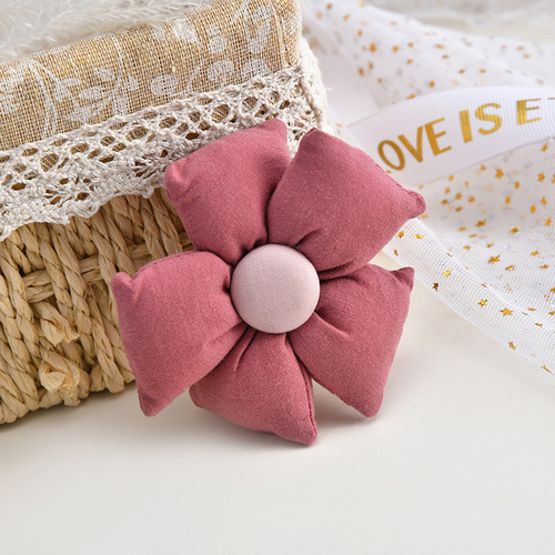 Colorful cotton fabric flower doll DIY material clothing hairpin accessories plush brooch five-petal flower