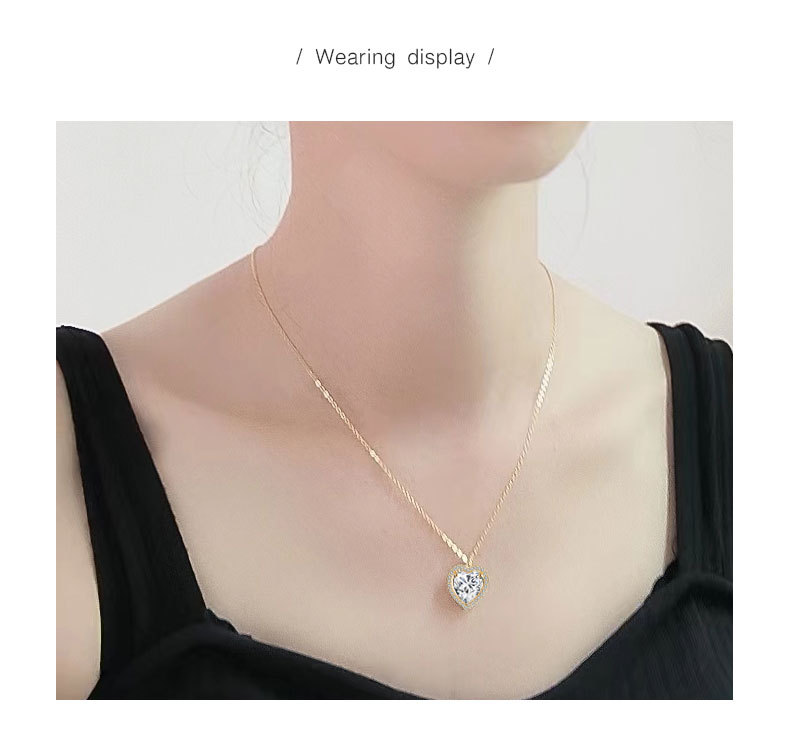 925 Sterling Silver Pendant Material 925 Sterling Silver Cable Chain Plating Heart Shape Pendant Necklace
