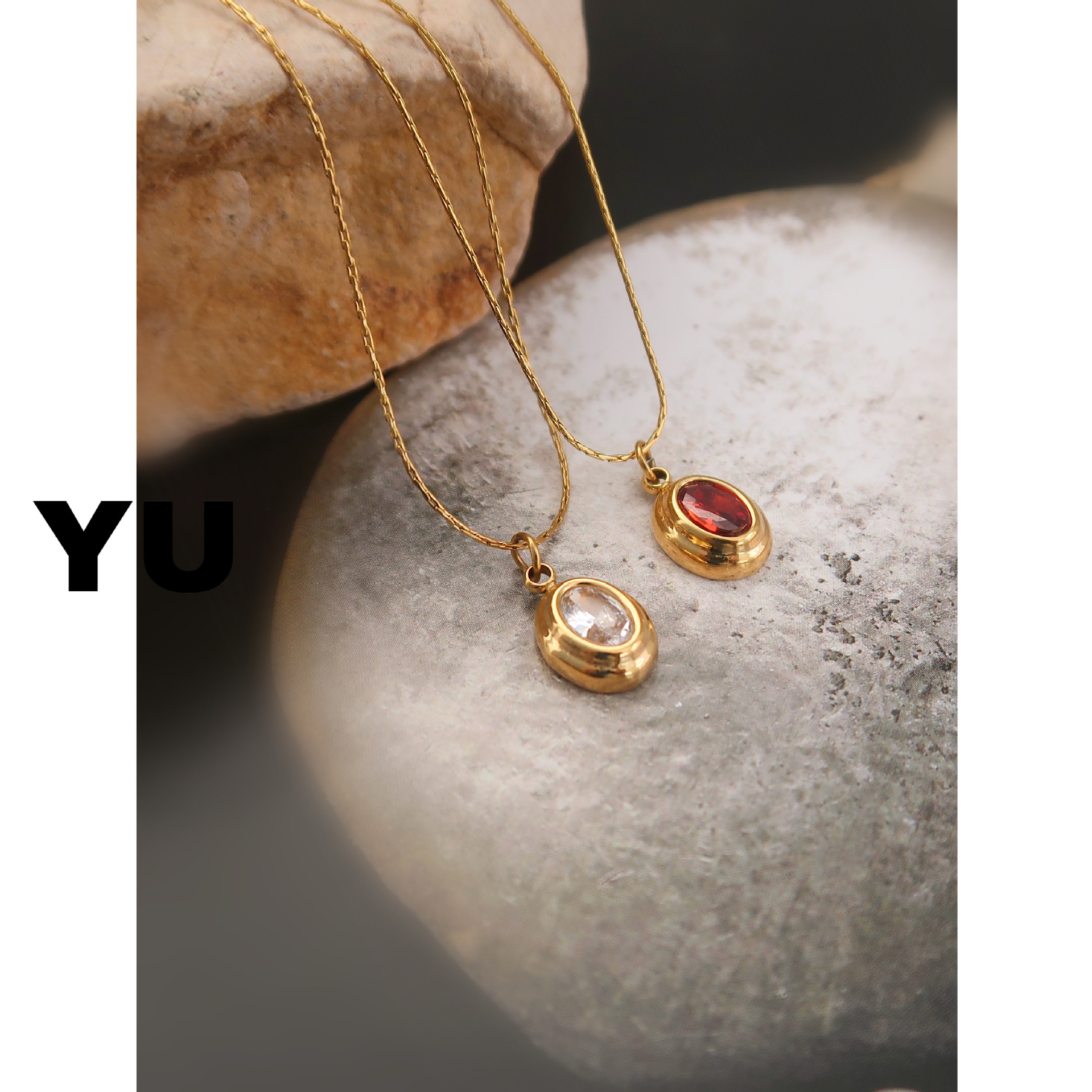 10g Weight Zircon Inlay Material Pendant Necklace Classification 1 Piece Quantity Daily Occasion Titanium Steel Material Oval Pattern Women's Gender Plating, Inlay Design Retro Style Titanium Steel Retro Oval Plating Inlay Zircon Pendant Necklace 2