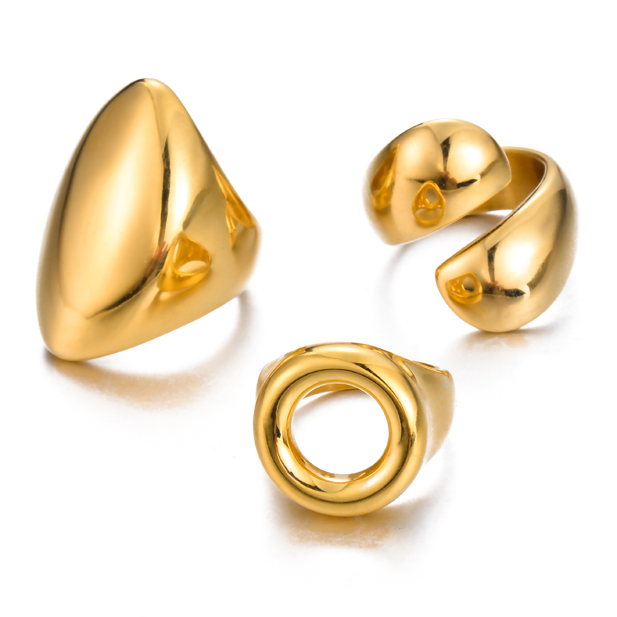 1 Piece Quantity PVD Coated Geometric 304 Stainless Steel Simple Style Waterproof Non Tarnish Rings