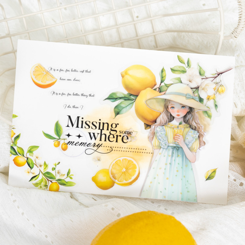 케첩 걸 대형 PET 스티커 팩 과일 정원 과일 테마 노트북 레트로 소재 스티커