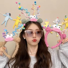 扭扭棒趣味搞怪發箍可愛彩色頭箍女洗臉發卡頭飾拍照聚會生日髮飾