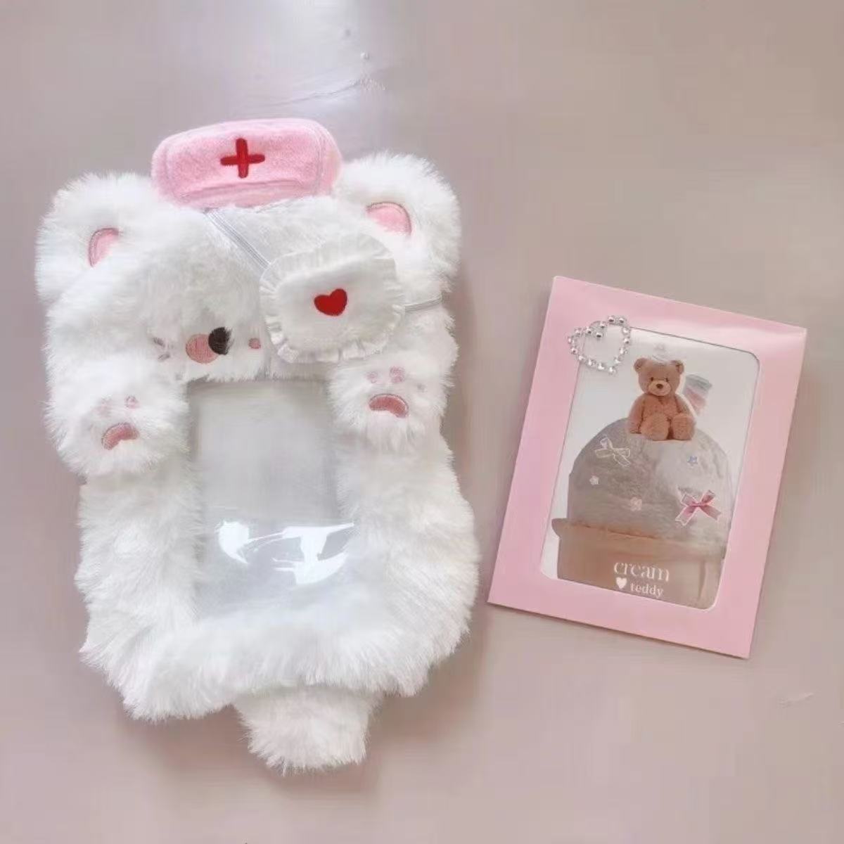 Ins coreano lindo chocolate de menta, ratas y ratas codiciosas, cubierta de tarjetas de peluche, estudiantes de 3 pulgadas, cubierta de almacenamiento de tarjetas pequeñas.