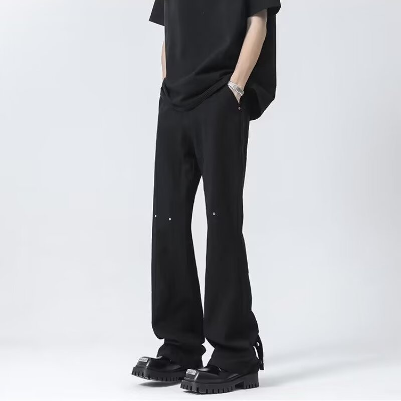 Pantalones vaqueros con botones viejos lavados de la calle americana Pantalones largos de estilo vibe rectos sueltos de primavera y otoño para hombres