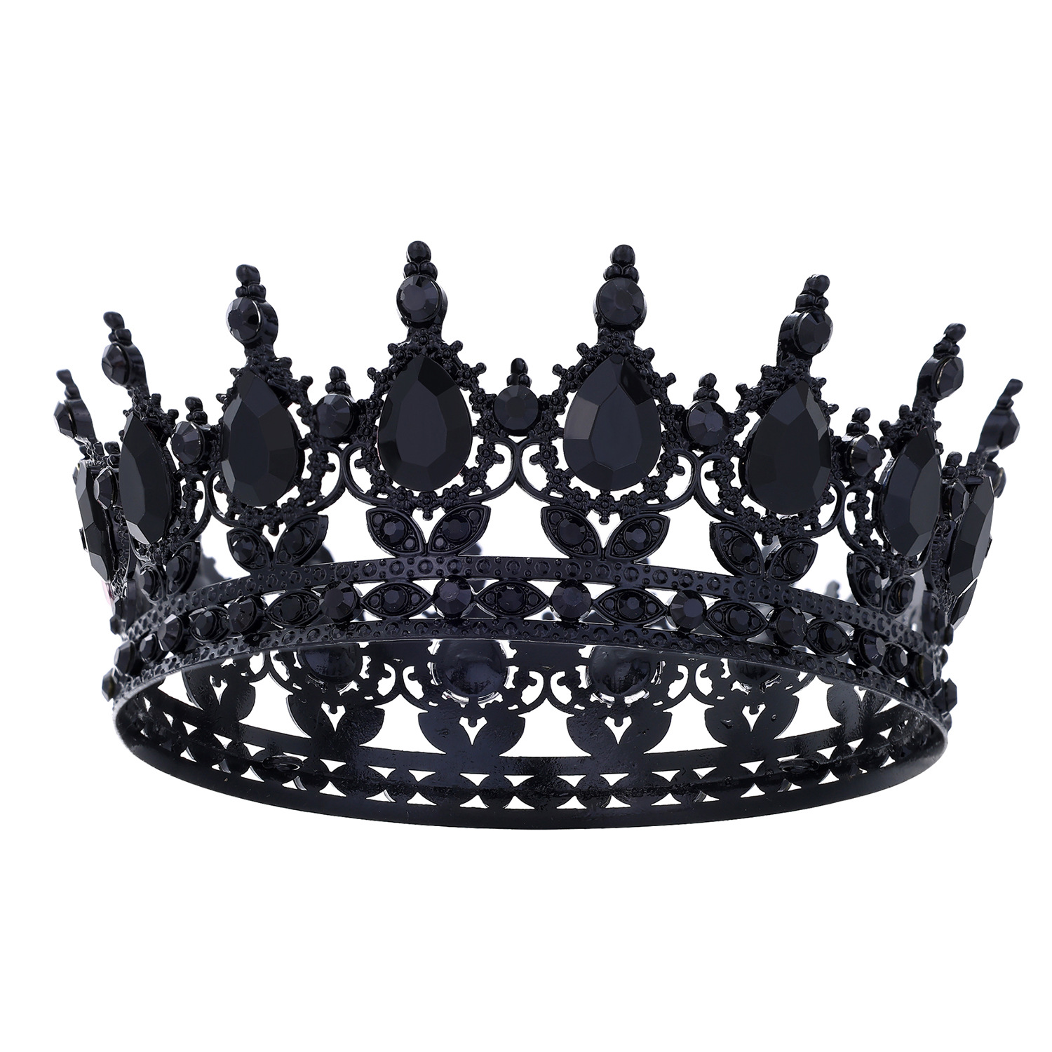 Barroco transfronterizo corona redonda cabeza de novia europea regalo de cumpleaños barroco corona redonda joyas para el pelo