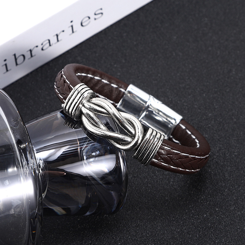 1 Piece Quantity Vintage Style Classic Style Solid Color Pu Leather Alloy Men's Wristband Men Cord & Leather Bracelets