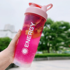 Cute internet celebrity sports and fitness water cup, large capacity, portable protein powder shaker cup, anti-fall student space cup