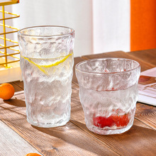 创意冰川纹玻璃水杯网红透明玻璃杯高颜值果汁饮料杯磨砂随手杯