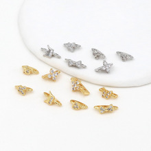 18K��ɫ��������Y�p���ſ��p�׸�����ʯDIY�Ʒ���������D43