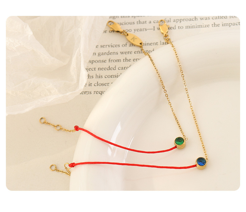 Red String Chain Link Bracelet With Gemstone For Men And Women_voghion.com