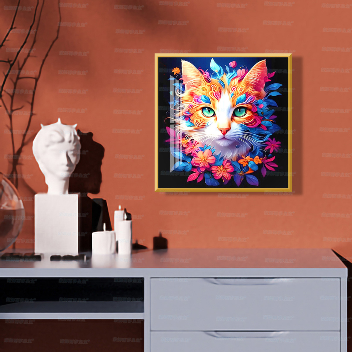 Mona Lisa real cruz de color gatos nuevos adorables animales de moda moderna pintura decorativa simple bordada a mano image 3