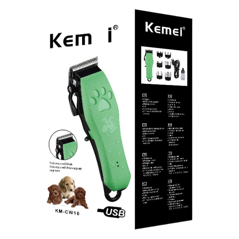 Cortadora de pelo profesional Kemei para mascotas, recortadora eléctrica para perros y gatos, USB, sin atascos, afeitadora corporal completa