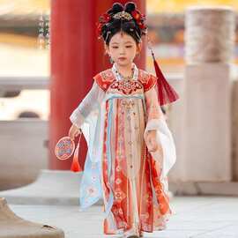惊鸿舞女童汉服春夏秋儿童襦裙中国风古装超仙长袖连衣裙重工新款