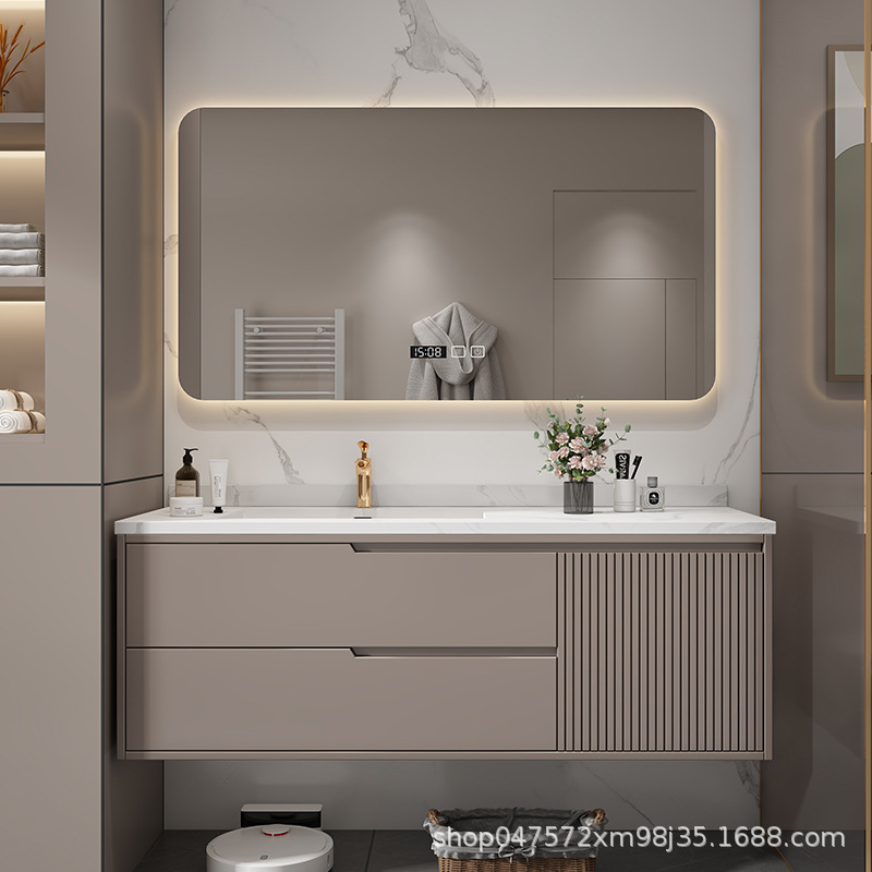 Modern rock plate integrated basin seamless basin bathroom cabinet combination designer wash table wash basin wash basin bathroom cabinet