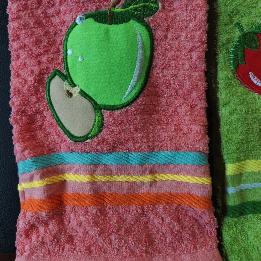 Mayorista transfronterizo comercio exterior especializado pesado engrosado absorción de agua frutas bordadas toallas de té de algodón toallas de taza