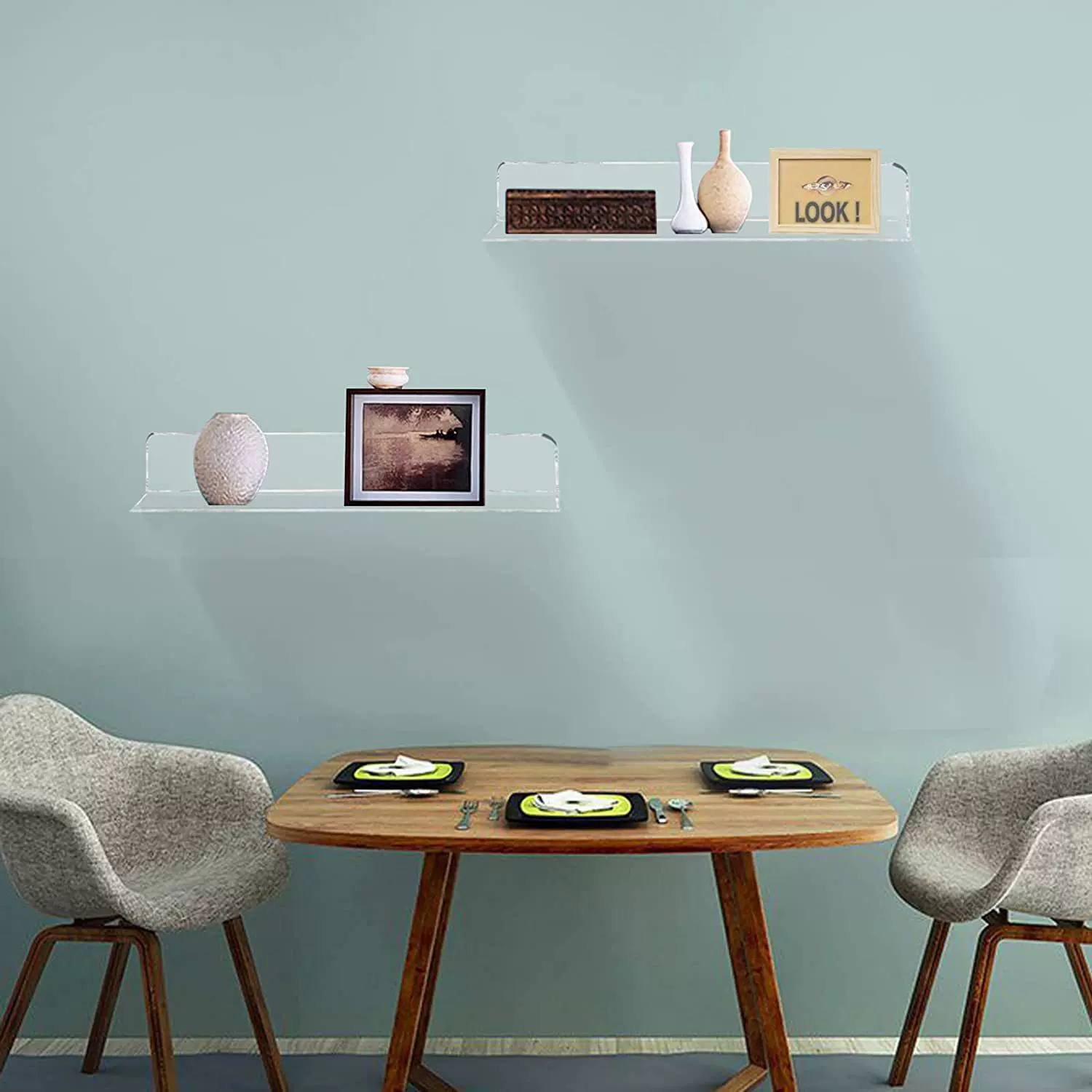 定制简约风亚克力壁挂式隔板12inch透明书架带螺丝膨胀管浴室厨房