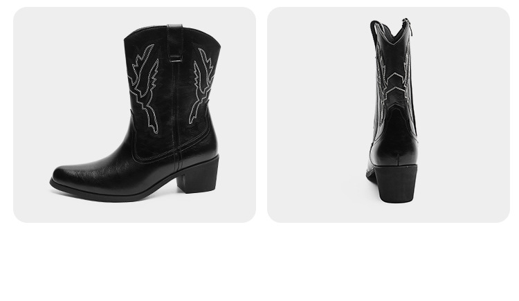 Western cowboy boots Hipster men's shoes Workwear Stylish retro zip boots_vogvips.com