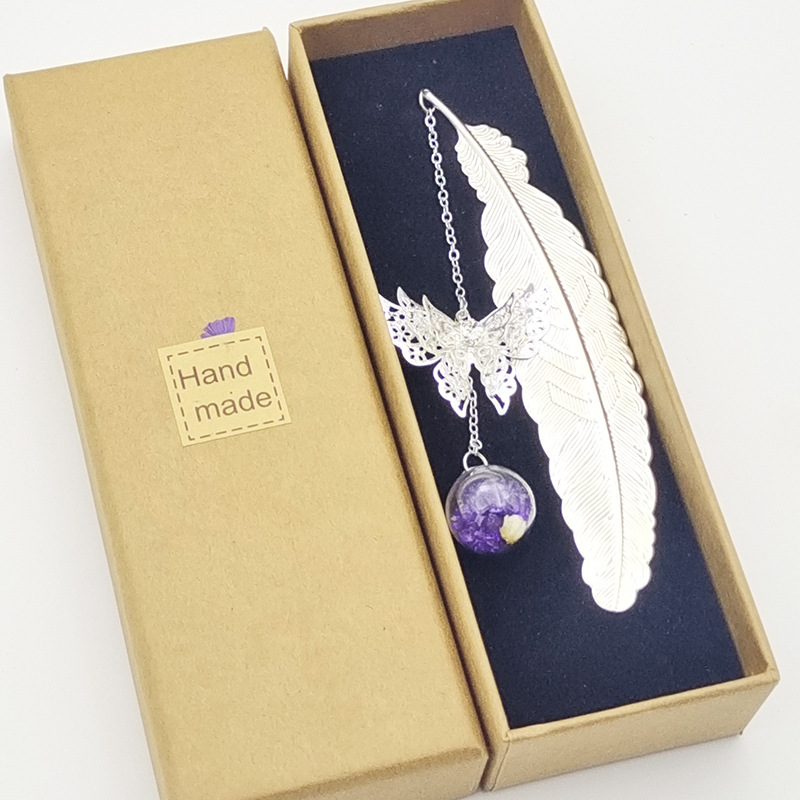 Plata púrpura diamante flor blanca (sin caja de regalo)