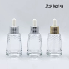 卸売透明パイナップルボトル 30 ミリリットル厚底スポイトエッセンシャルオイルボトル新しい円錐形エッセンス液体包装ガラスボトル