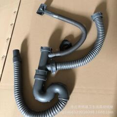 任丘市水槽双槽鋼線下水器連体双盆下水管双菜盆下水器s曲