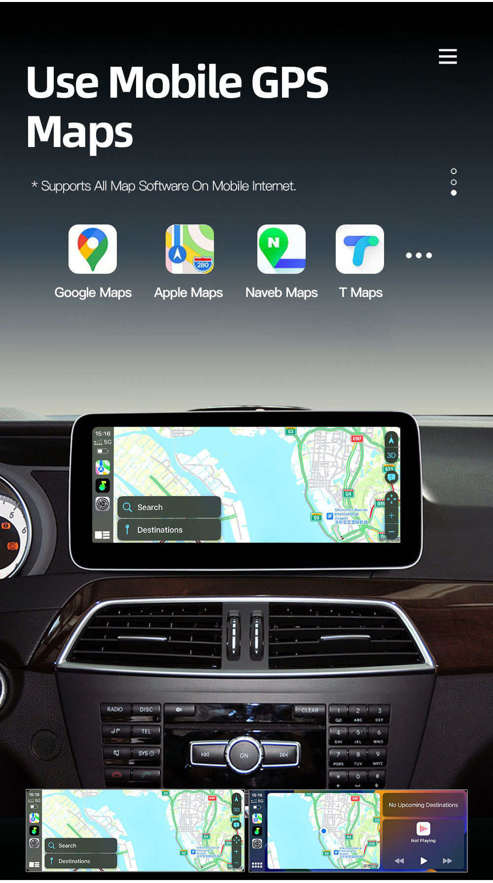 Suitable for Mercedes-Benz C-Class W204 S204 4.5 System In-Car Central Control Large-Screen Navigation Carplay Player