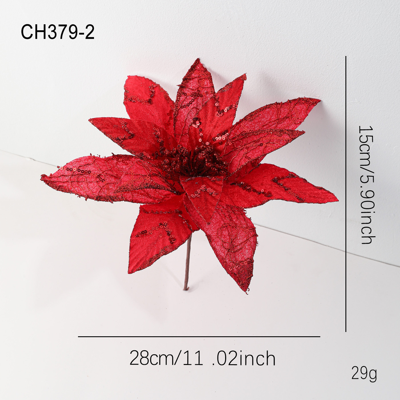Flores de Navidad 28CM decoración de Navidad árbol de Navidad de alta calidad polvo de oro polvo de tela flor de tela tela tela de flores de malla simulación