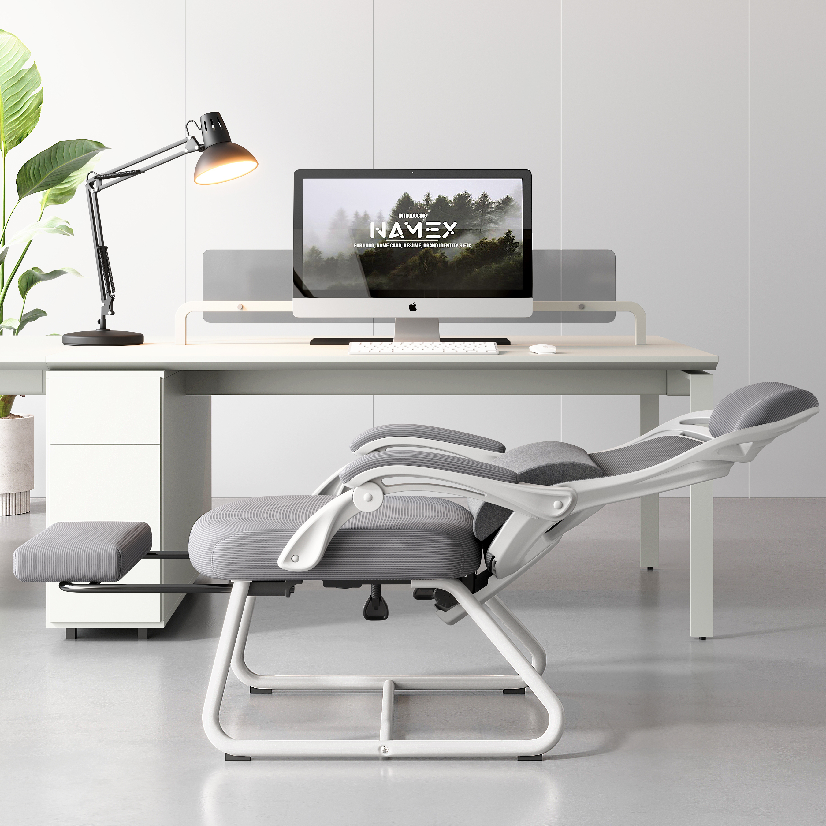 Office Nap Dual-Purpose Chair, Reclining Flat Boss Chair, Lunch Break Bow-Shaped Computer Chair, Comfortable Sedentary Ergonomic Chair