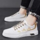 Little White Shoes Men's Leather Board Shoes Men's Casual Men's Shoes Spring 2024 New Flat Bottom Low Top Trendy Shoes Students