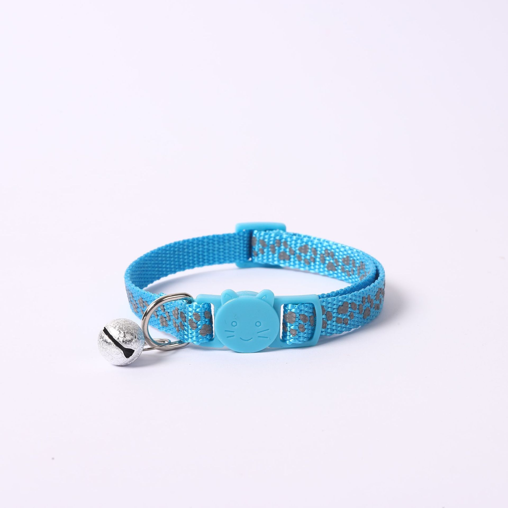 Collar de mascotas 1.0 huellas de pies reflectantes gatos botón de seguridad collar de color gato collar de gato 4 piezas