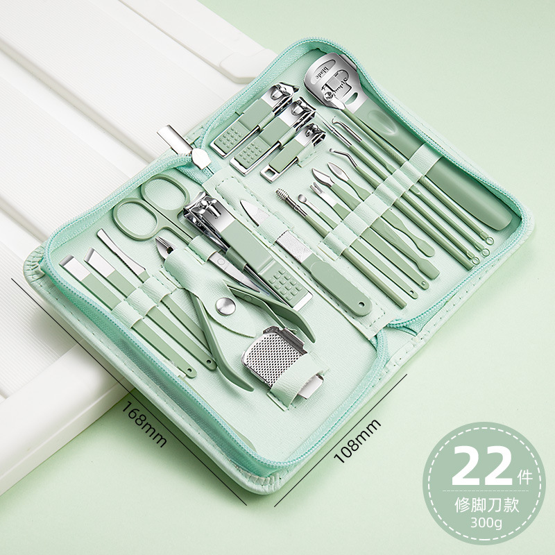 Nuevo Acero inoxidable cortaúñas traje 22 unidades manicura cremallera bolsa cortaúñas herramientas cortaúñas belleza cubierta al por mayor