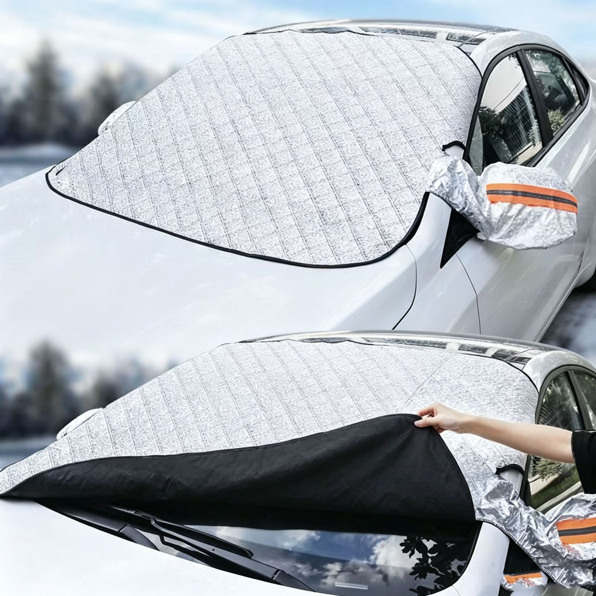 Car snow cover, windshield cover, frost and freeze protection, sunshade, winter car accessories