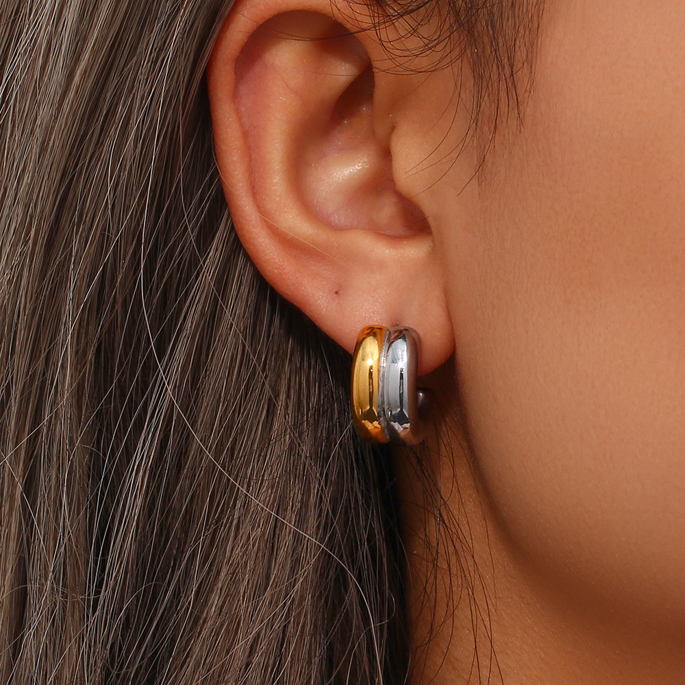 1 Pair Fashion C Shape Plating Stainless Steel Hoop Earrings display picture 14