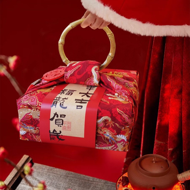 新年和风龙年烘焙风吕敷包裹布包袱皮曲奇年货木盒礼物包装布盒子