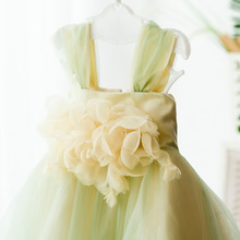 周歲禮服女童公主裙蓬蓬紗寶寶春裝連衣裙嬰兒生日百天綠色蛋糕裙