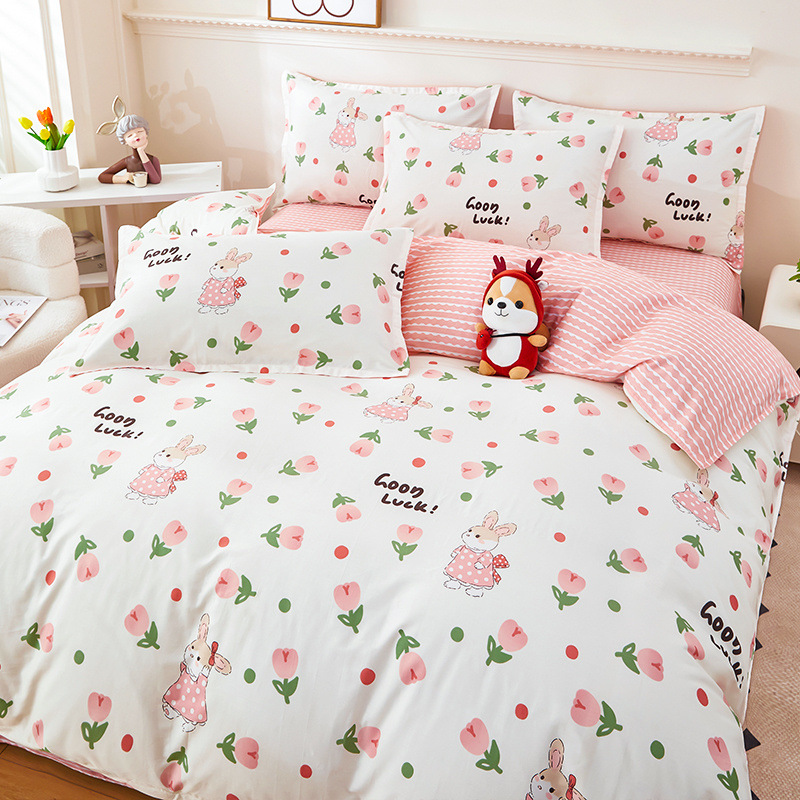 2025 ropa de cama de cuatro piezas de algodón de nuevo estilo ropa de cama de algodón funda de edredón ropa de cama de tres piezas de una sola cama doble