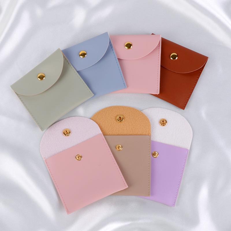 皮质首饰袋饰品袋按扣袋项链戒指耳环收纳袋防尘首饰包印logo皮具